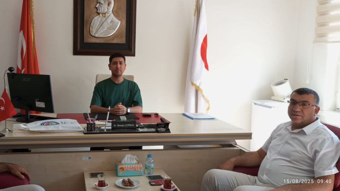 İlçe Milli Eğitim Müdürü Sn. İbrahim Kılıçer Eskil Devlet Hastanesinde Başhekim olarak göreve başlayan Sn. Dr. Mustafa Çetiner'i Ziyaret Etti